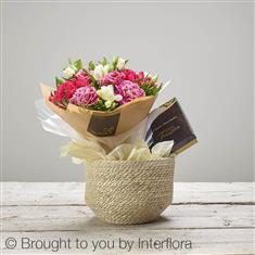 Rustic Raspberry Basket with Chocolates