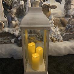 Lantern 3 candles white 