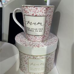 Mum floral mug in box 