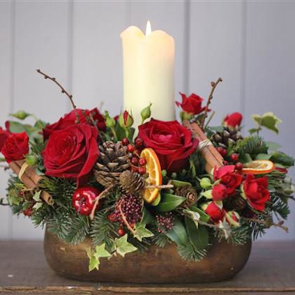 Christmas Long and Low Table Centre Red